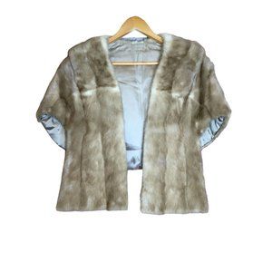 Vintage Women's Fur Stole Cape Shawl Shoulder Wrap Brown Lined